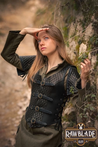 Lyanna Medieval Lether Jerkin - Black
