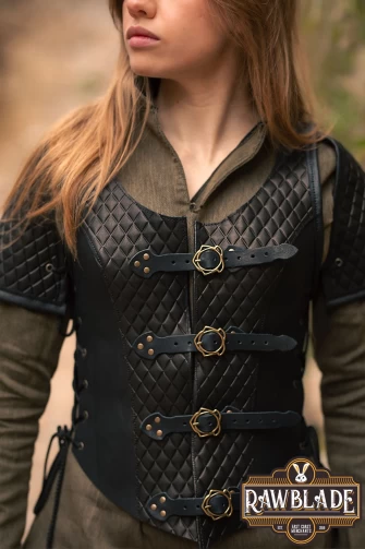 Lyanna Medieval Lether Jerkin - Black