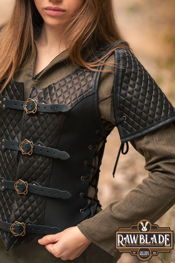 Lyanna Medieval Lether Jerkin - Black