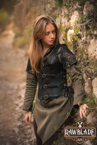 Lyanna Medieval Lether Jerkin - Black
