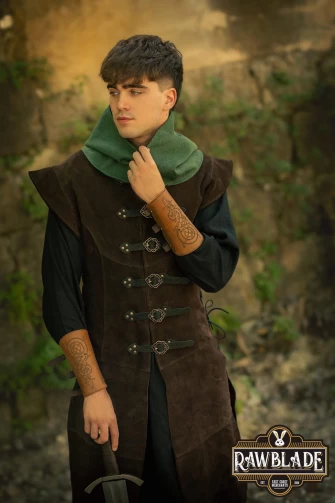 Jules long Leather Jerkin - Brown