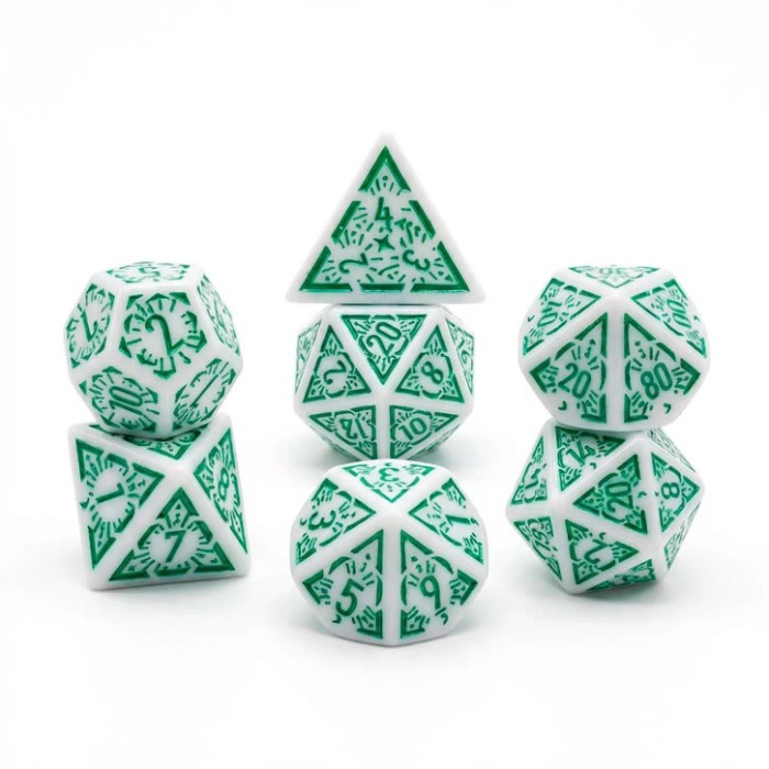Dados grabados - blanco y verde