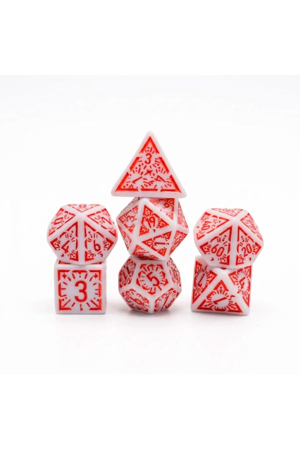 Gegraveerde Dobbelstenen - Wit Rood