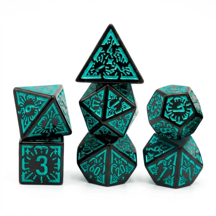 Dados Grabados - Negro y Verde
