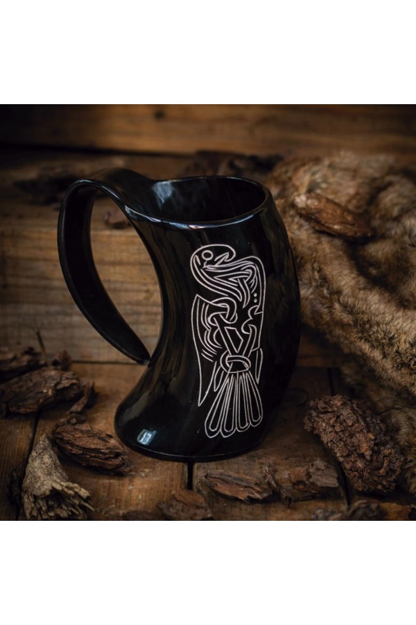 Horn Mug Big Viking Crow