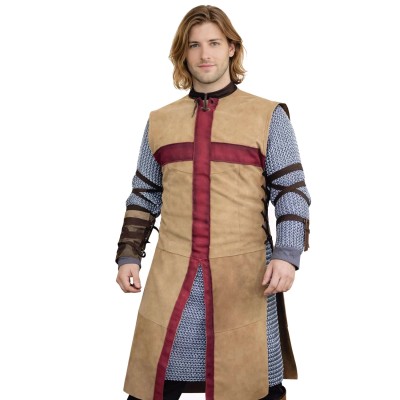 Croussader Knight Tabard - Hellbraun / Rot