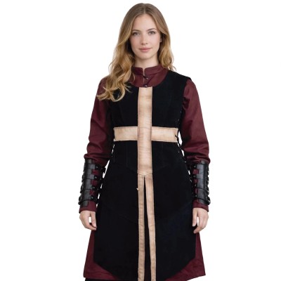 Kruisvaardersridder-tabard, Dames - Zwart/Wit