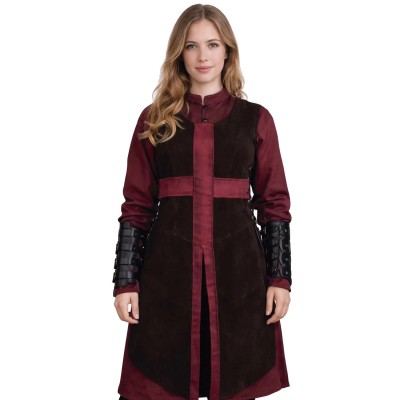Crusader-riddertabard, kvinde - brun/rød