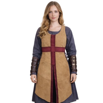 Crussader Knight Tabard, Woman - Light Brown/Red