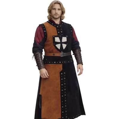Mordred lædertabard - brun/blå