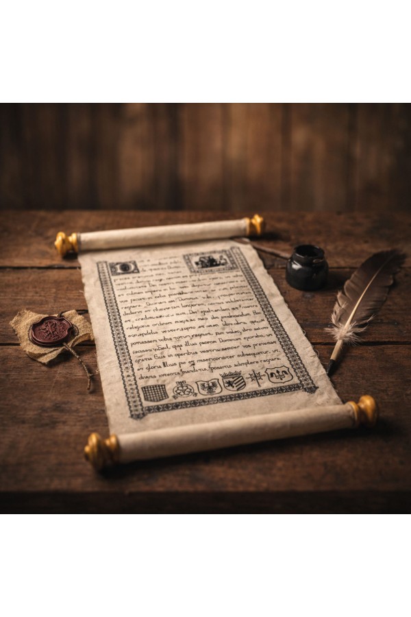 Mittelalterliche Schriftrolle mit Lederriemen