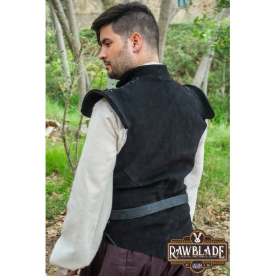 Diego Splitleather Jerkin - Zwart
