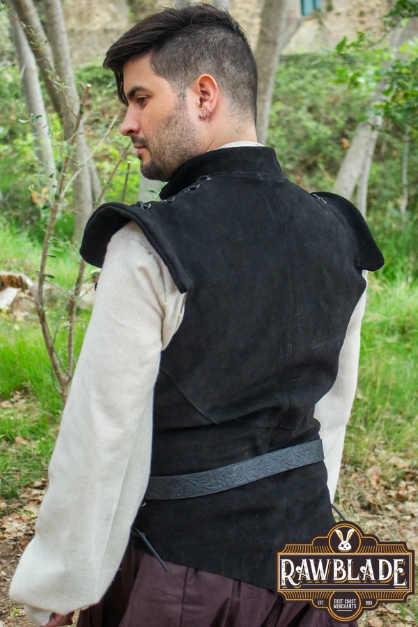 Diego Splitleather Jerkin - Zwart
