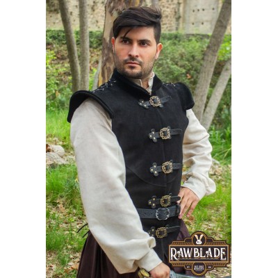 Diego Splitleather Jerkin - Black