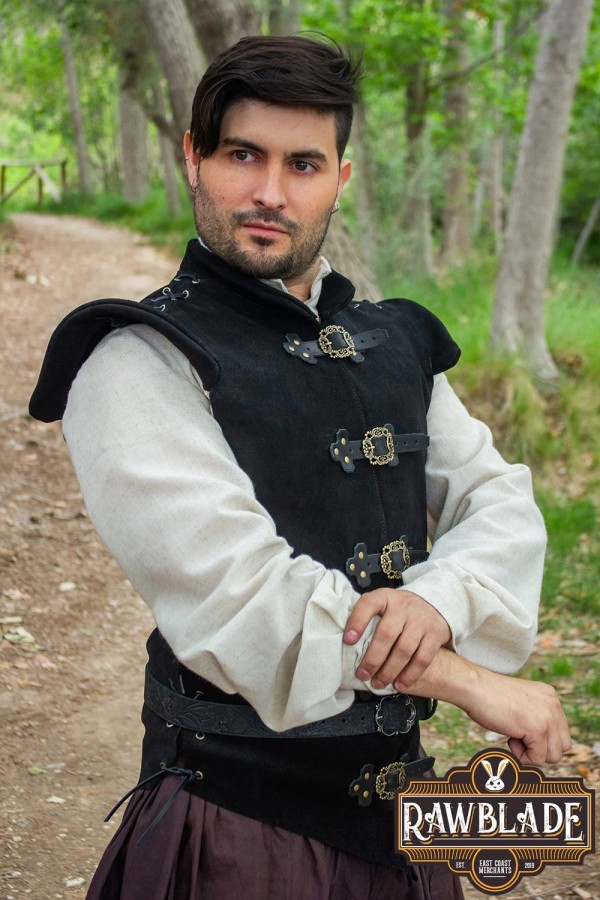 Diego Splitleather Jerkin - Schwarz