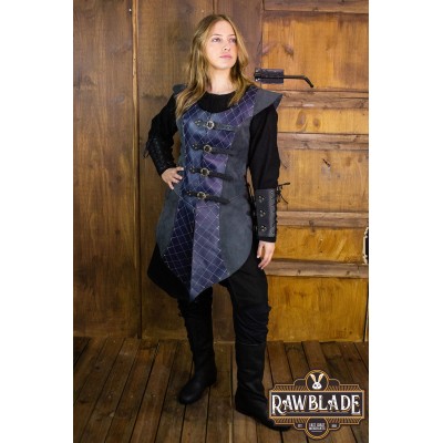 Jerkin di cuoio lungo Highland - blu