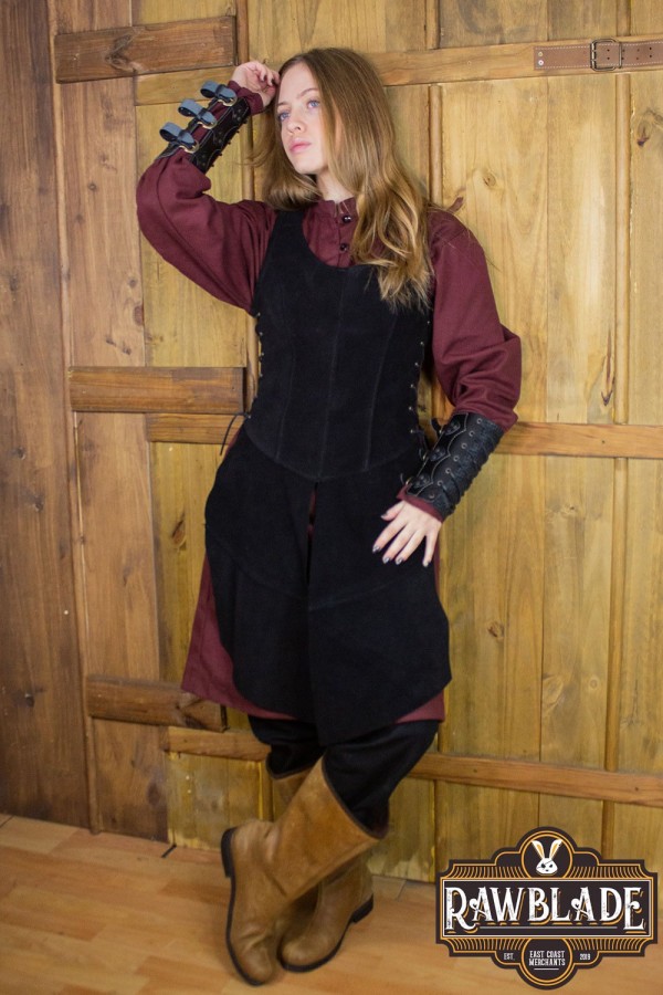 Joanne Splitleather Tabard - Black