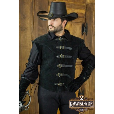 Jules Breve Splitleather Jerkin - Nero