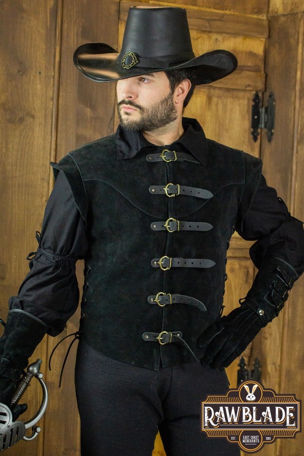 Jules Breve Splitleather Jerkin - Nero