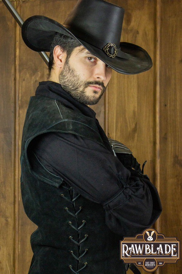 Jules Kurzes Splitleather Jerkin - Schwarz