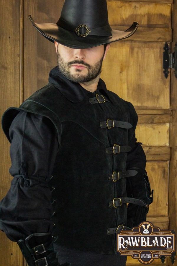 Jules Short Splitleather Jerkin - Sort