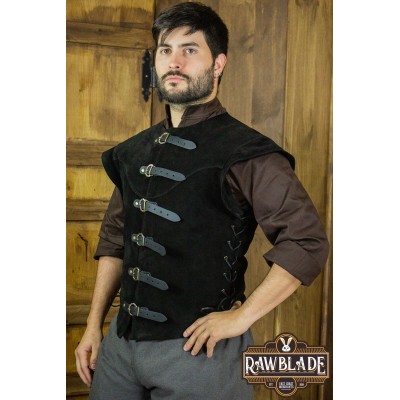 Jules Short Splitleather Jerkin - Black
