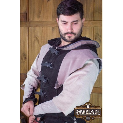Karanthir Leather Jerkin - Black/Gray