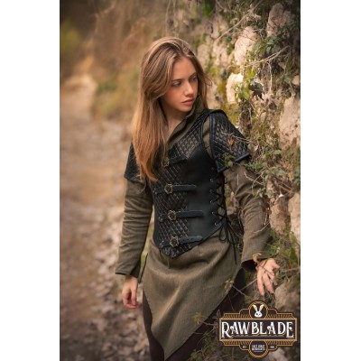 Lyanna Medieval Lether Jerkin - Black