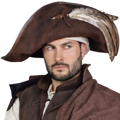 Captain Teague-Hut mit Federn - Splitleather