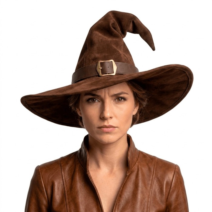 帽子 wicagrocery abaca hat size L Wikka the Witch Hat Split Leather - Black