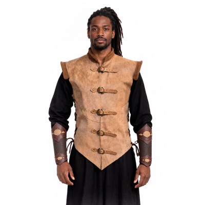 Outlander, cuirasse en cuir de vachette naturel avec poils