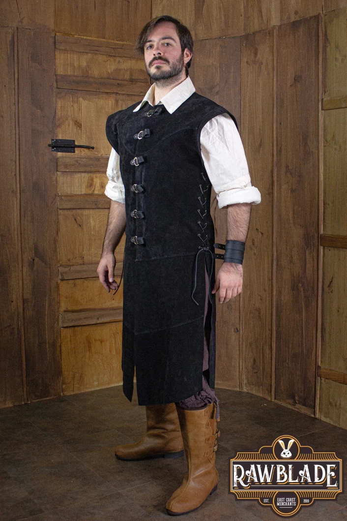 Jules Leather  Jerkin Short - Black