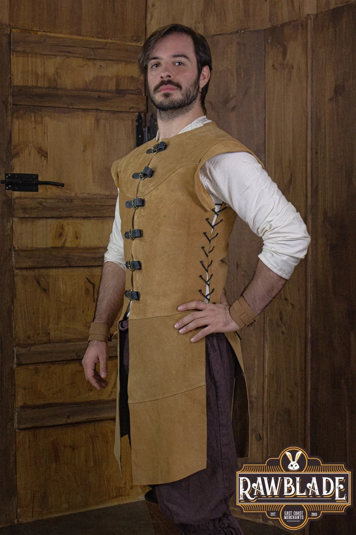 Jules Leather Jerkin Long - Brown