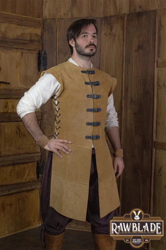 Jules Leather Jerkin Long - Brown