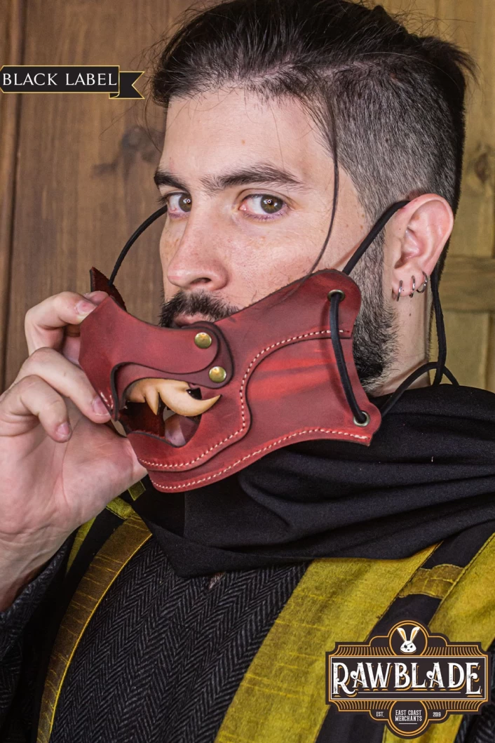 Leather Mempo Matsu - Red