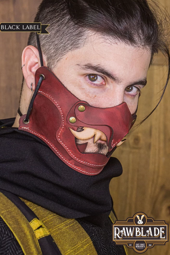 Leather Mempo Matsu - Red