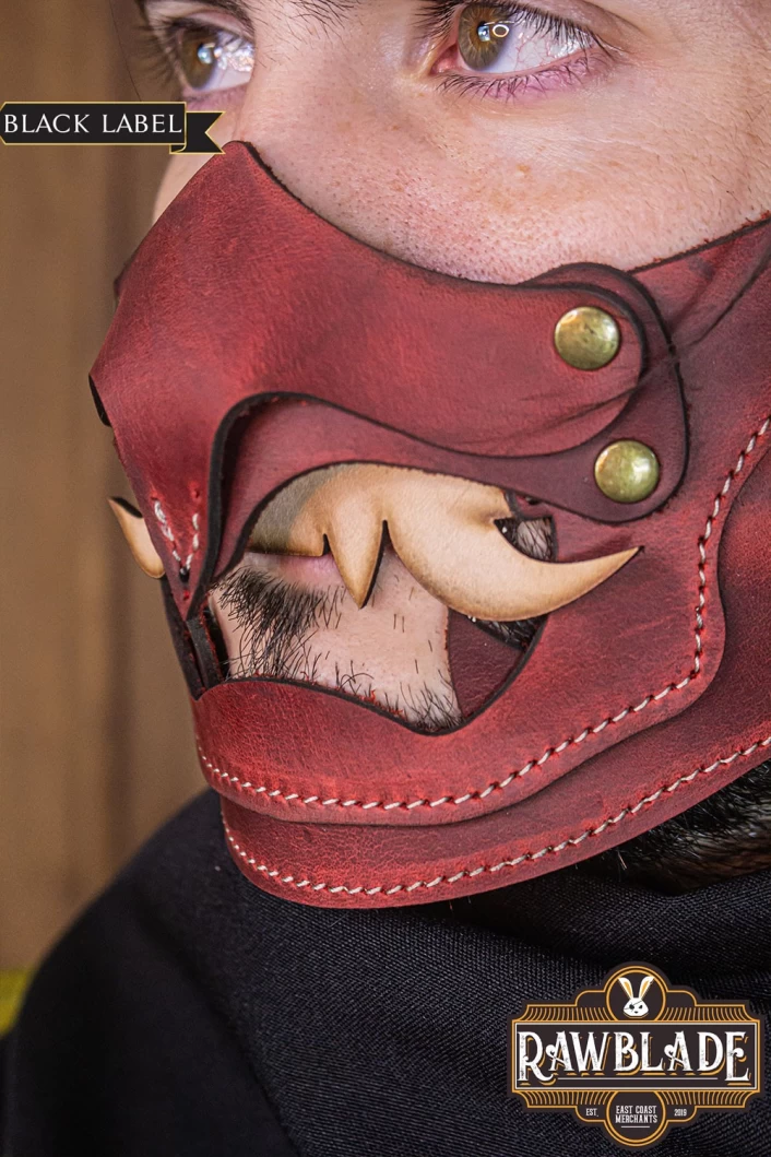 Leather Mempo Matsu - Red