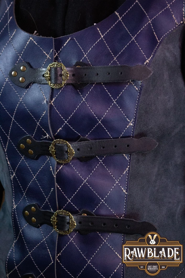 Highland Long Leather Jerkin - Blue
