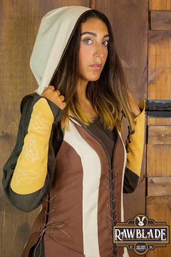 Arylith Archer Cotton Tunic - Brown/Beige