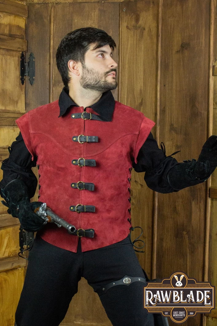 Jules Short Splitleather Jerkin - Red