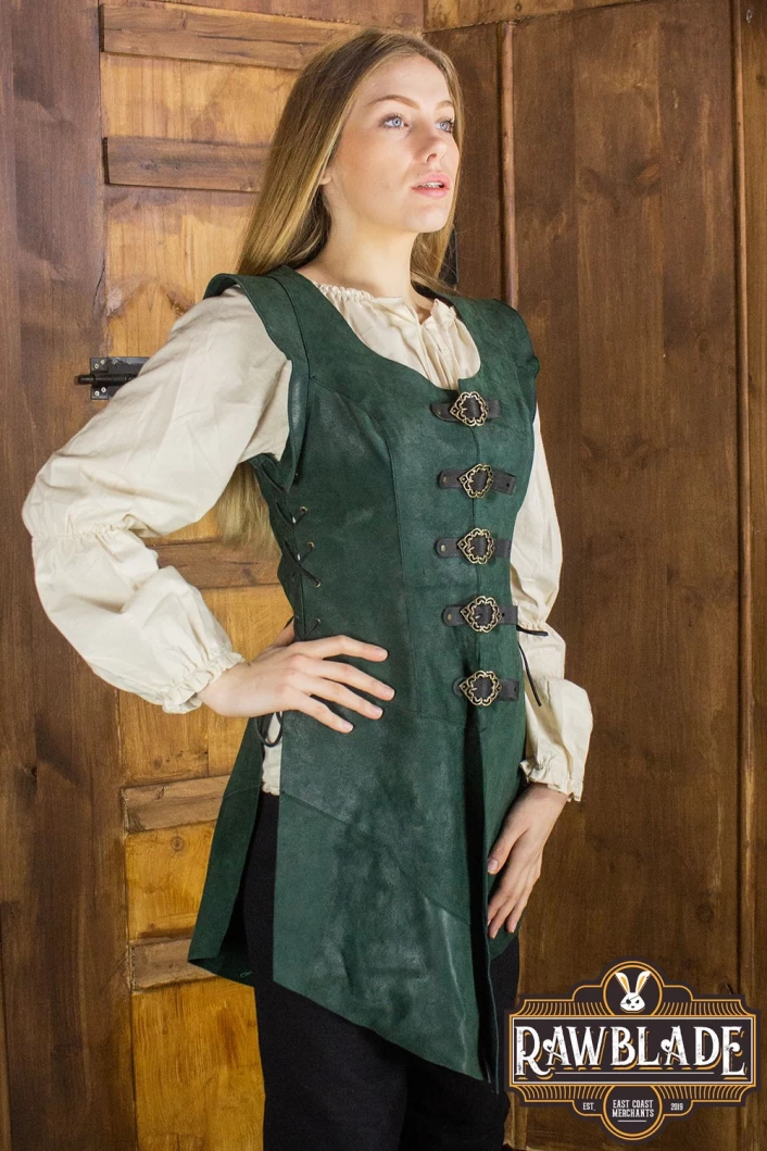 Julienne Leather  Jerkin Long - Green