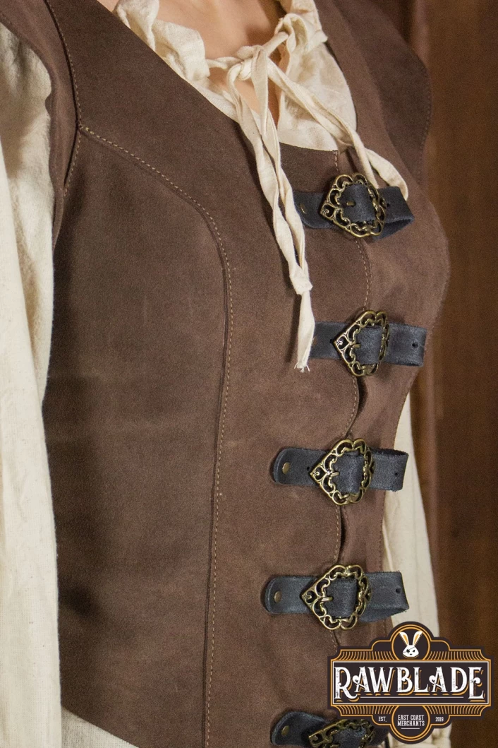 Julienne Leather  Jerkin Short - Brown