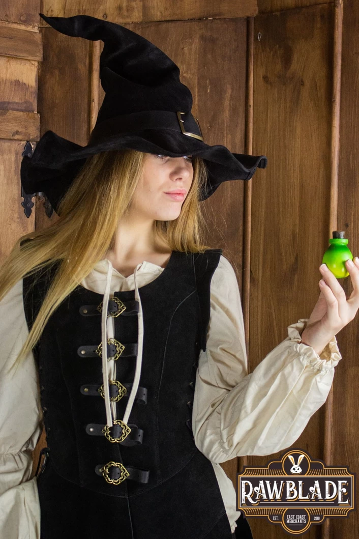 Wikka the Witch Hat Split Leather- Black
