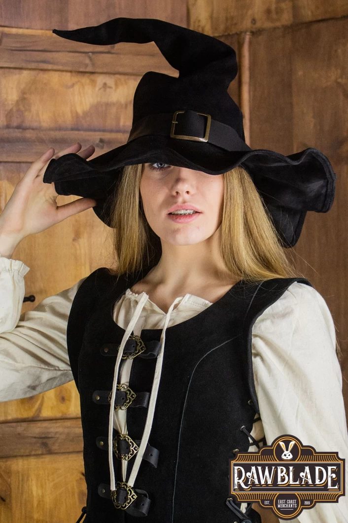 Wikka the Witch Hat Split Leather- Black