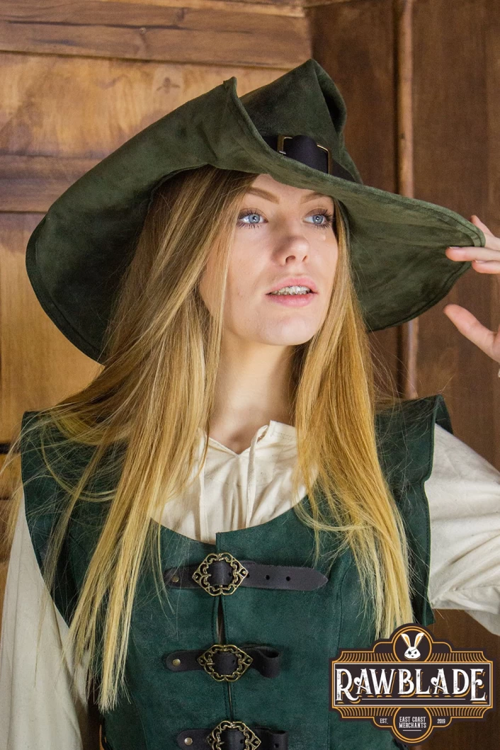 Wikka the Witch Hat Split Leather - Green