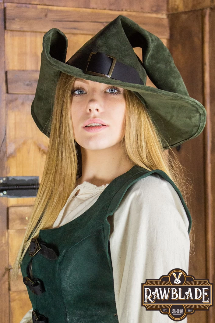 Wikka the Witch Hat Split Leather - Green