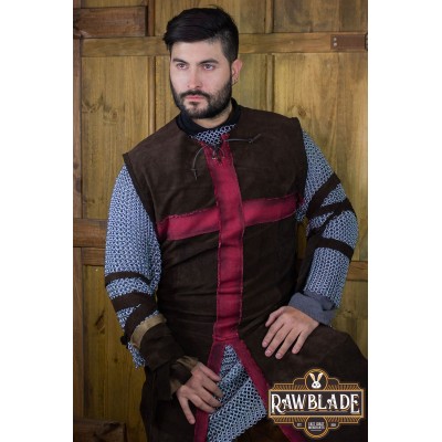Crusader Knight-tabard - brun/rød
