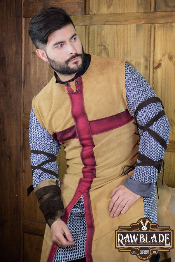 Crussader riddertabard - lysebrun/rød