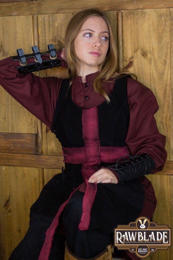 Korsfarerridder-tabard, Kvinde - Sort/Rød