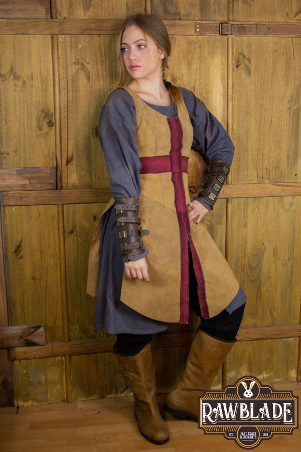 Crussader Knight Tabard, Femme - Brun clair / rouge